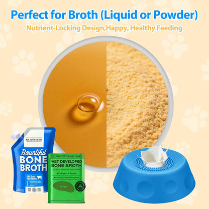 Slow Feeder Dog Bowl - Dog Licking Bowl with Ball for Fast Eaters, Licking Toy & Puppy Slow Feeder with Anti-Slip Design to Keep Ears Clean, Dietary Supplement/Post-Op Nutrition (Blue)