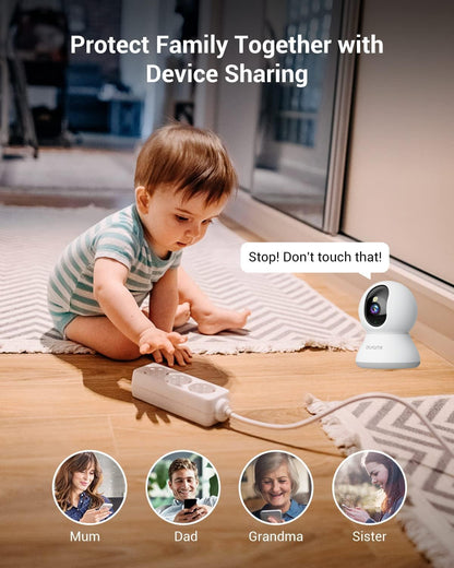 Pet Camera 2K, Indoor Cameras, Dog Camera, 360° Home Security Cameras, Color Night Vision, Motion Tracking, 2-Way Talk, Cloud&Sd, APP Control, Works with Alexa