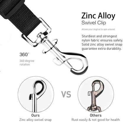 MAIN Adjustable Dog Car Safety Seat Belt - Harness Dog Seatbelt Safety Lead - Cat & Pets (BLACK)