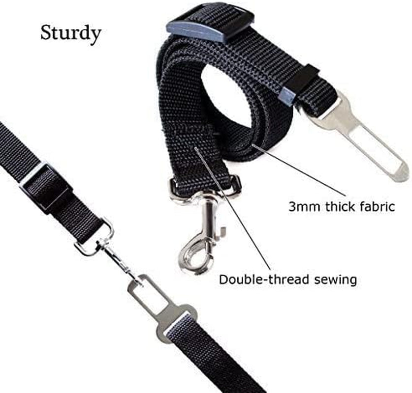MAIN Adjustable Dog Car Safety Seat Belt - Harness Dog Seatbelt Safety Lead - Cat & Pets (BLACK)