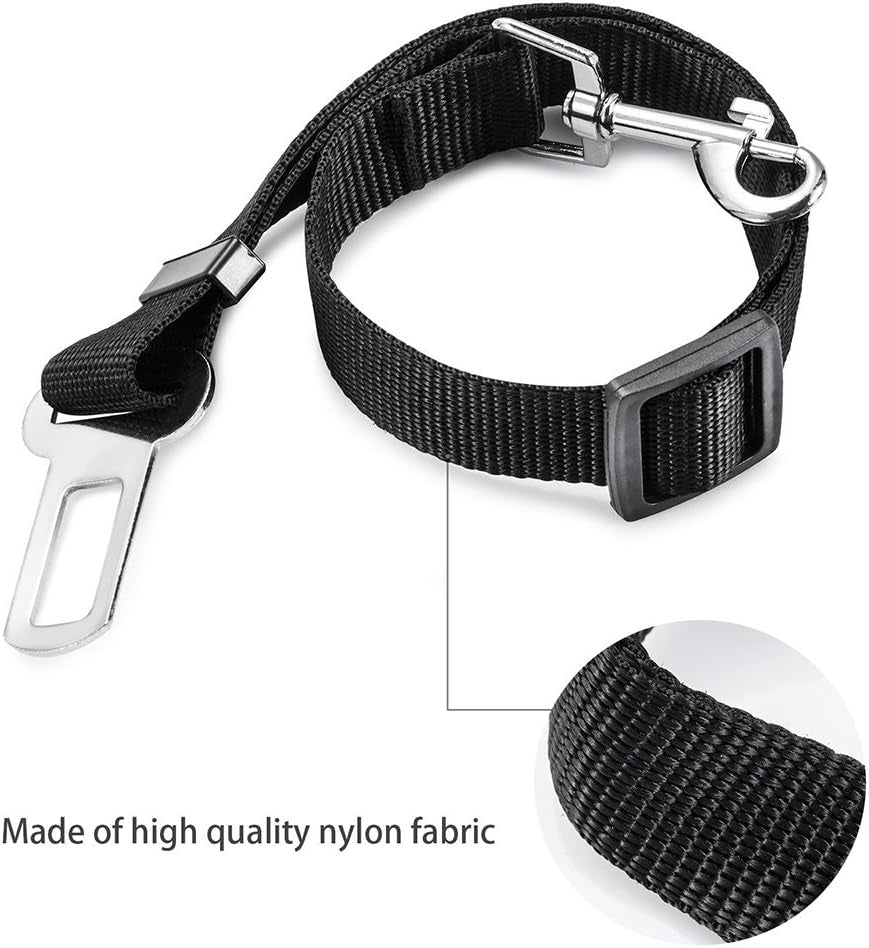 MAIN Adjustable Dog Car Safety Seat Belt - Harness Dog Seatbelt Safety Lead - Cat & Pets (BLACK)